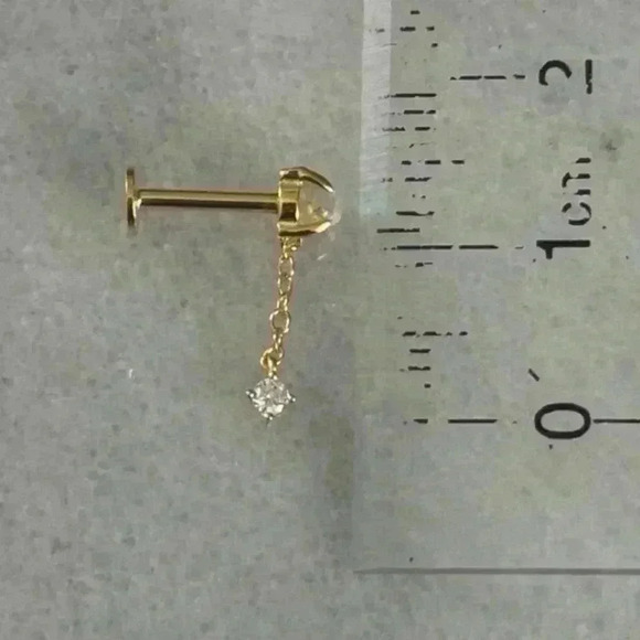 COPY - Gold Opal Crystal Dangle Cartilage Earring Brand New - Picture 3 of 4